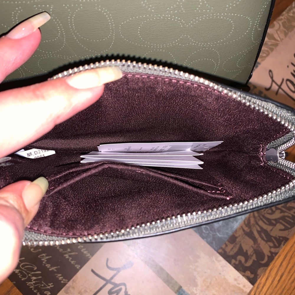 NWT olive green coach backpack with matching wristlet. Backpack is 11”x10”x4”. - Picture 10 of 10